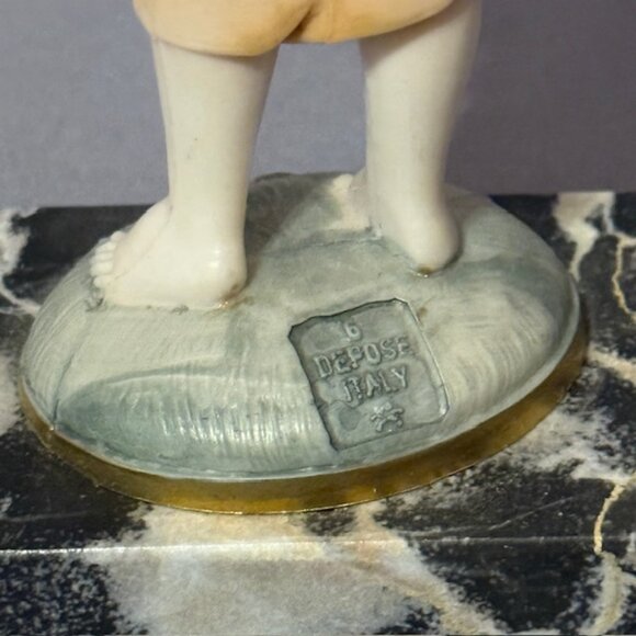 Roman Fontanini Figurine Italy Depose Simonetti Girl Marble Base Flower Basket - Picture 4 of 5